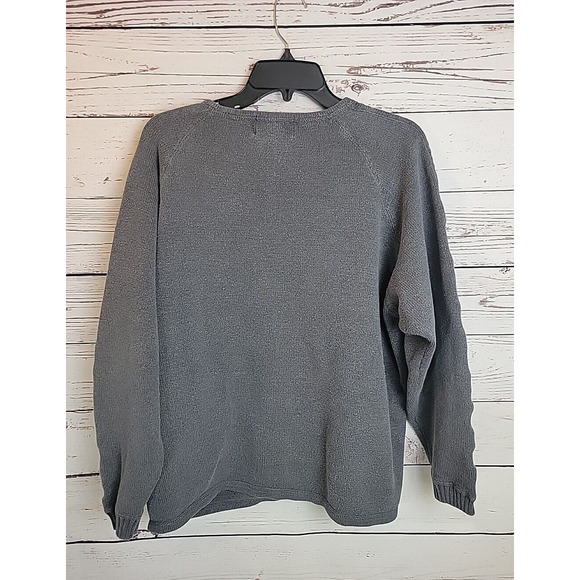 Eddie Bauer Gray V-Neck Knit Long Sleeve Pullover Sweater Men's Size Large - Picture 2 of 7